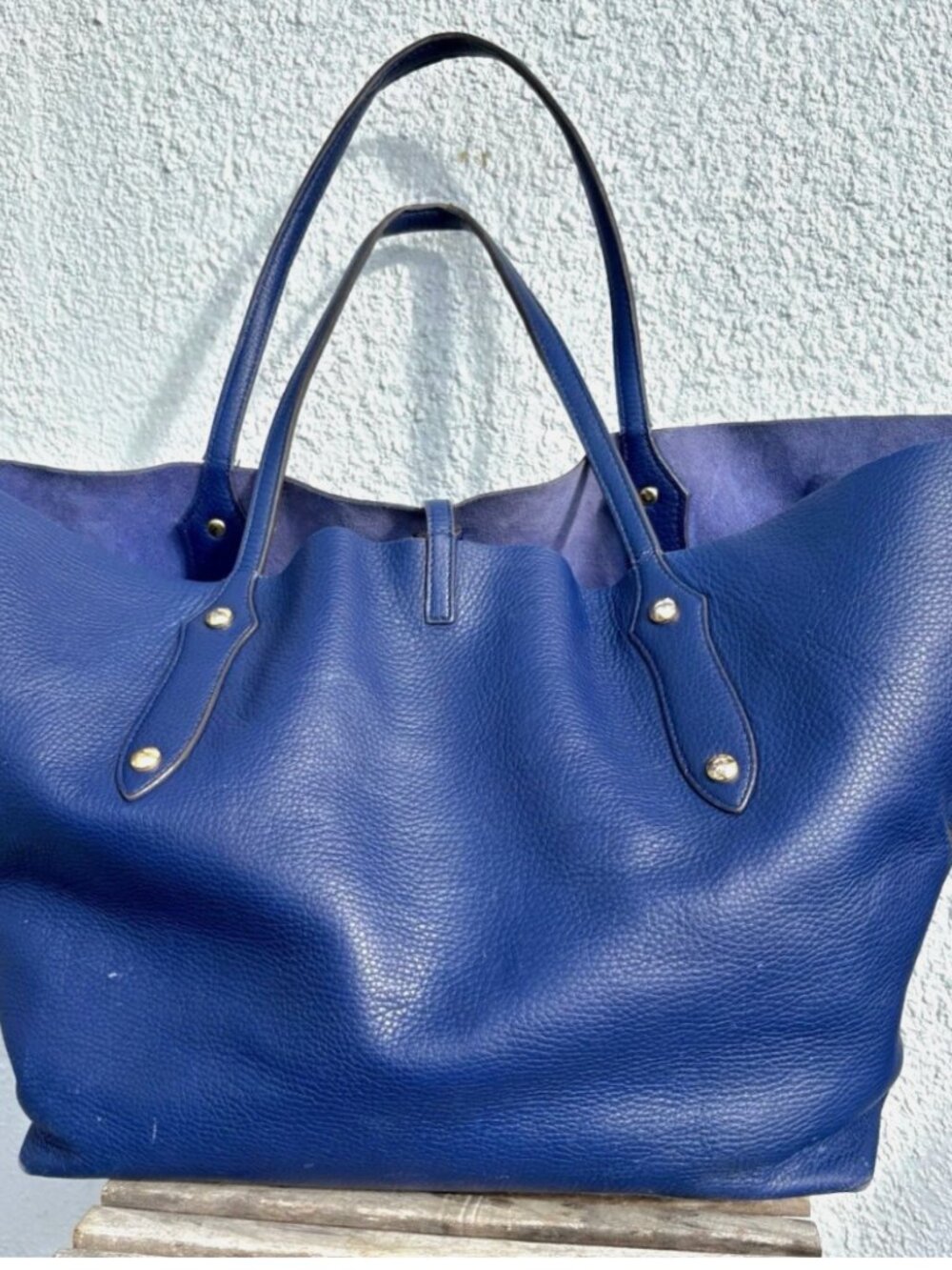 ANNABEL INGALL Isabella Tote in DEEP BLUE size LARGE -- Luxury Leather Bag! - Picture 2 of 13